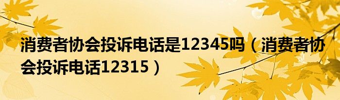 消费者协会投诉电话是12345吗（消费者协会投诉电话12315）