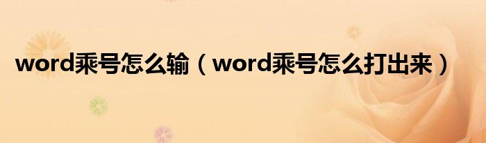 word乘号怎么输（word乘号怎么打出来）