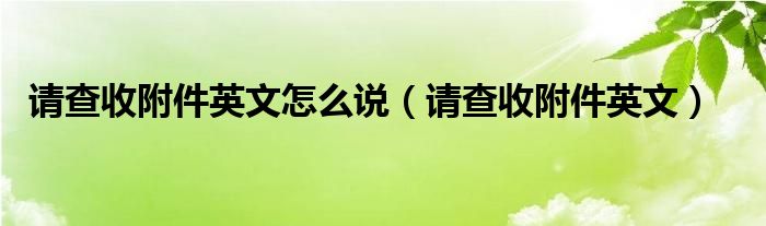 请查收附件英文怎么说（请查收附件英文）