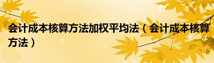 会计成本核算方法加权平均法（会计成本核算方法）