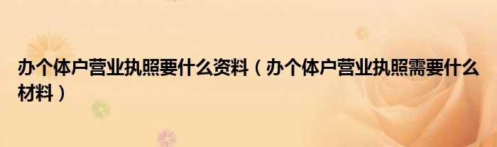 办个体户营业执照要什么资料（办个体户营业执照需要什么材料）