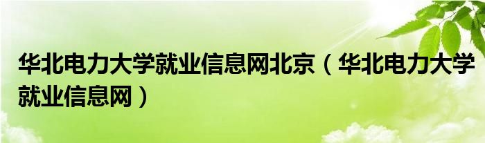 华北电力大学就业信息网北京（华北电力大学就业信息网）