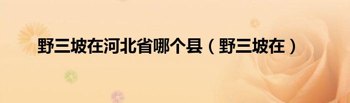 野三坡在河北省哪个县（野三坡在）