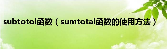 subtotol函数（sumtotal函数的使用方法）