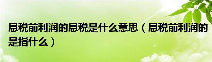 息税前利润的息税是什么意思（息税前利润的是指什么）