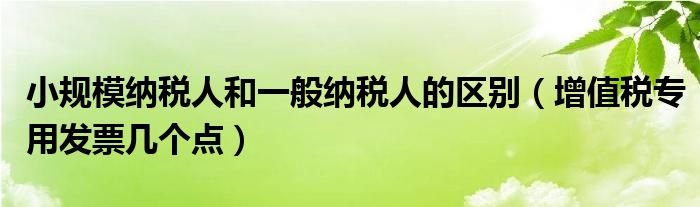 小规模纳税人和一般纳税人的区别（增值税专用发票几个点）