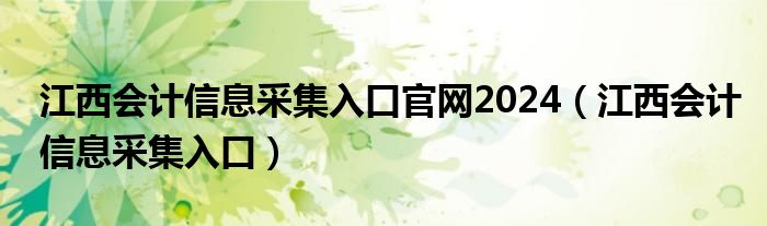 江西会计信息采集入口官网2024（江西会计信息采集入口）