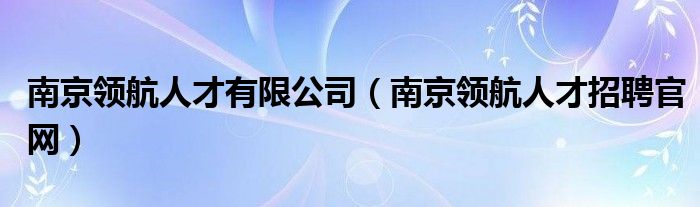 南京领航人才有限公司（南京领航人才招聘官网）