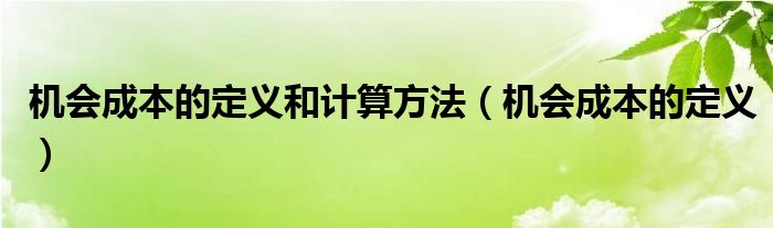 机会成本的定义和计算方法（机会成本的定义）