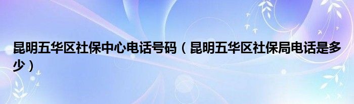 昆明五华区社保中心电话号码（昆明五华区社保局电话是多少）