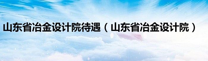 山东省冶金设计院待遇（山东省冶金设计院）