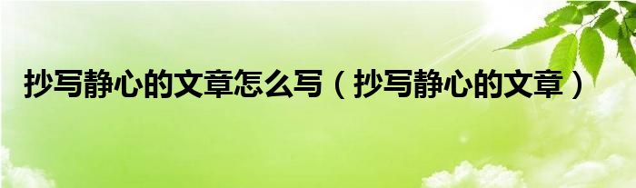 抄写静心的文章怎么写（抄写静心的文章）