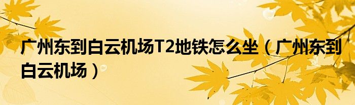 广州东到白云机场T2地铁怎么坐（广州东到白云机场）