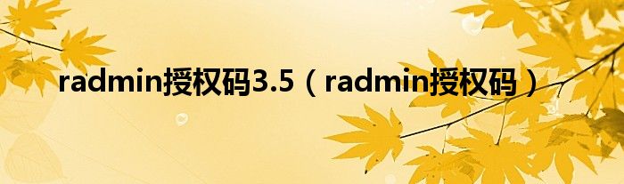 radmin授权码3.5（radmin授权码）