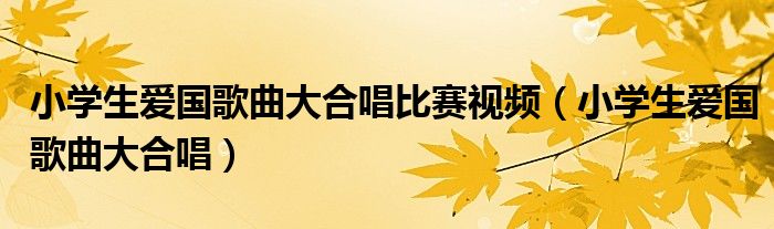 小学生爱国歌曲大合唱比赛视频（小学生爱国歌曲大合唱）