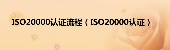 ISO20000认证流程（ISO20000认证）