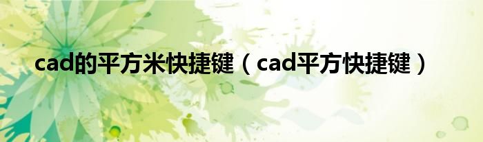 cad的平方米快捷键（cad平方快捷键）