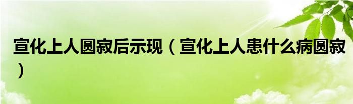 宣化上人圆寂后示现（宣化上人患什么病圆寂）