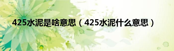 425水泥是啥意思（425水泥什么意思）