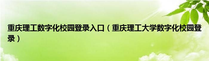 重庆理工数字化校园登录入口（重庆理工大学数字化校园登录）