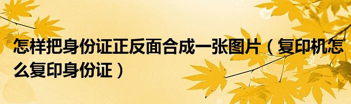 怎样把身份证正反面合成一张图片（复印机怎么复印身份证）