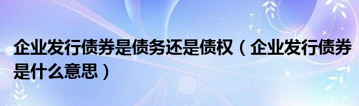 企业发行债券是债务还是债权（企业发行债券是什么意思）