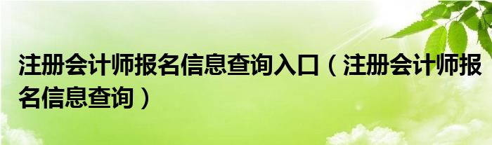 注册会计师报名信息查询入口（注册会计师报名信息查询）