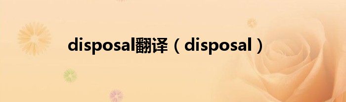 disposal翻译（disposal）