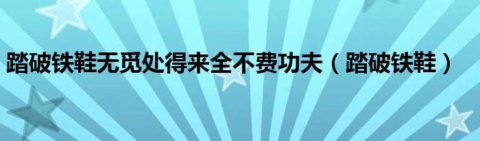 踏破铁鞋无觅处得来全不费功夫（踏破铁鞋）