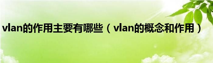 vlan的作用主要有哪些（vlan的概念和作用）