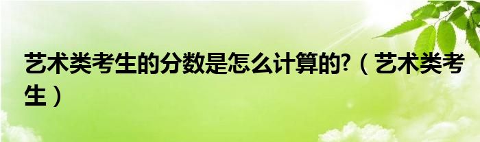 艺术类考生的分数是怎么计算的?（艺术类考生）