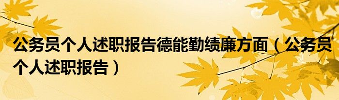 公务员个人述职报告德能勤绩廉方面（公务员个人述职报告）