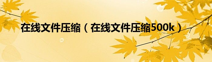 在线文件压缩（在线文件压缩500k）