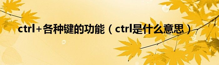 ctrl+各种键的功能（ctrl是什么意思）