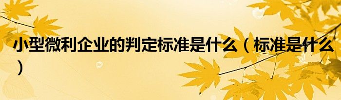 小型微利企业的判定标准是什么（标准是什么）