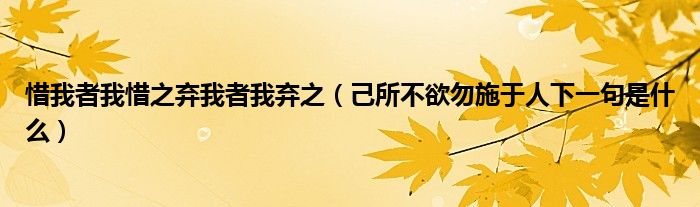 惜我者我惜之弃我者我弃之（己所不欲勿施于人下一句是什么）