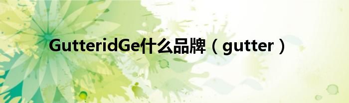 GutteridGe什么品牌（gutter）