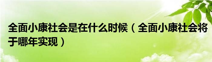 全面小康社会是在什么时候（全面小康社会将于哪年实现）