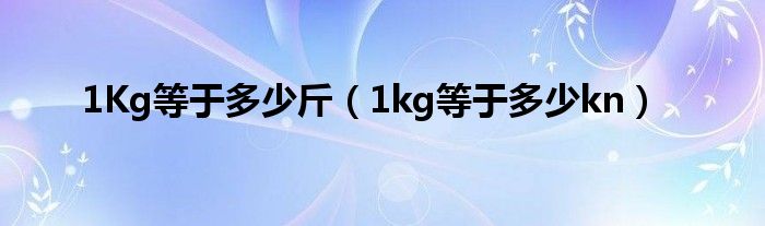 1Kg等于多少斤（1kg等于多少kn）