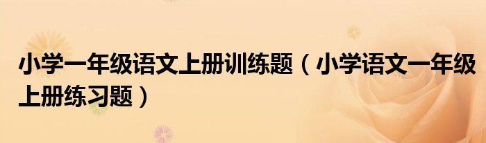 小学一年级语文上册训练题（小学语文一年级上册练习题）