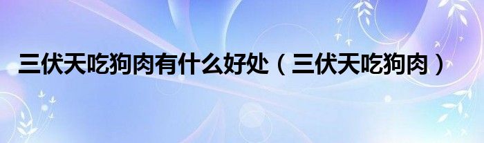 三伏天吃狗肉有什么好处（三伏天吃狗肉）