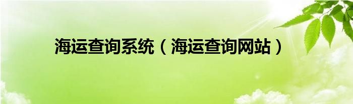 海运查询系统（海运查询网站）