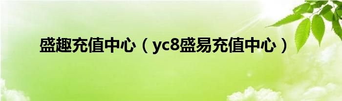 盛趣充值中心（yc8盛易充值中心）