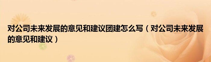 对公司未来发展的意见和建议团建怎么写（对公司未来发展的意见和建议）