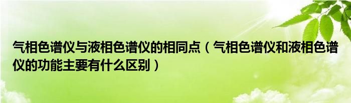 气相色谱仪与液相色谱仪的相同点（气相色谱仪和液相色谱仪的功能主要有什么区别）