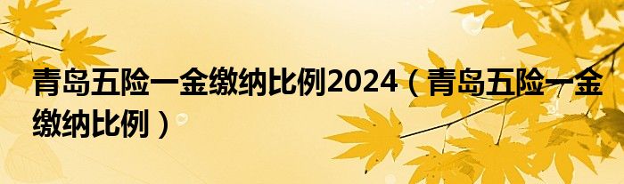 青岛五险一金缴纳比例2024（青岛五险一金缴纳比例）