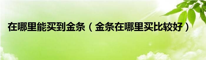 在哪里能买到金条（金条在哪里买比较好）