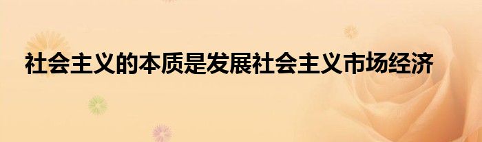 社会主义的本质是发展社会主义市场经济