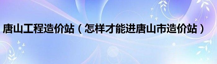 唐山工程造价站（怎样才能进唐山市造价站）