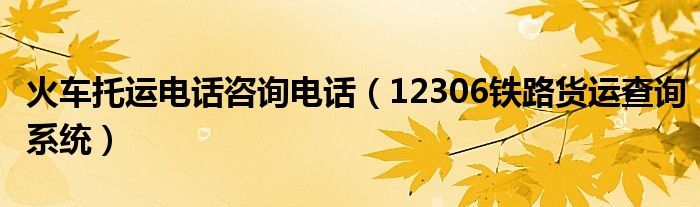 火车托运电话咨询电话（12306铁路货运查询系统）